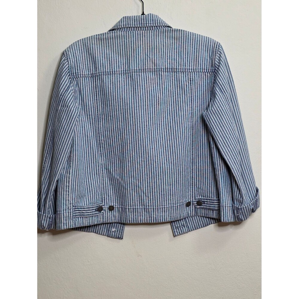 Chico's Striped Blue Cotton Button-Up Shirt - Picture 3 of 3